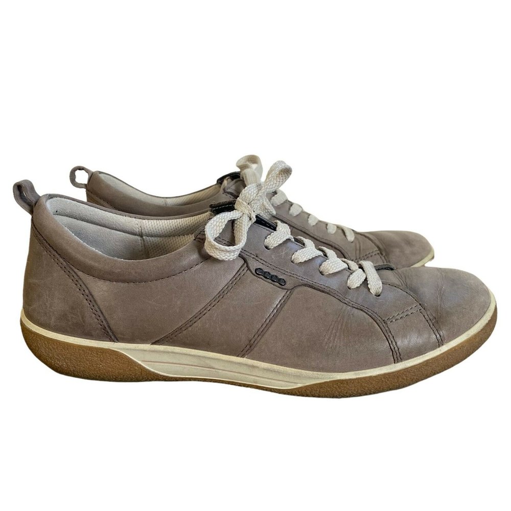 Ecco Tan Beige Brown Leather Lace Up size 39 Woman's Sneaker